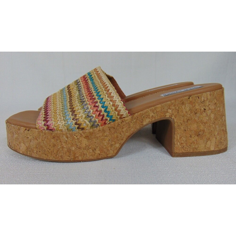 Steve Madden Canary Womens 11M Platform Sandals Raffia Chunky Slip On Mule 11 M - Picture 4 of 10